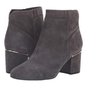 SALE! ✅ EASY SPIRIT Ankle Boot Dark Grey & Gold Nubuck (Suede) Size 9W ✨ NEW